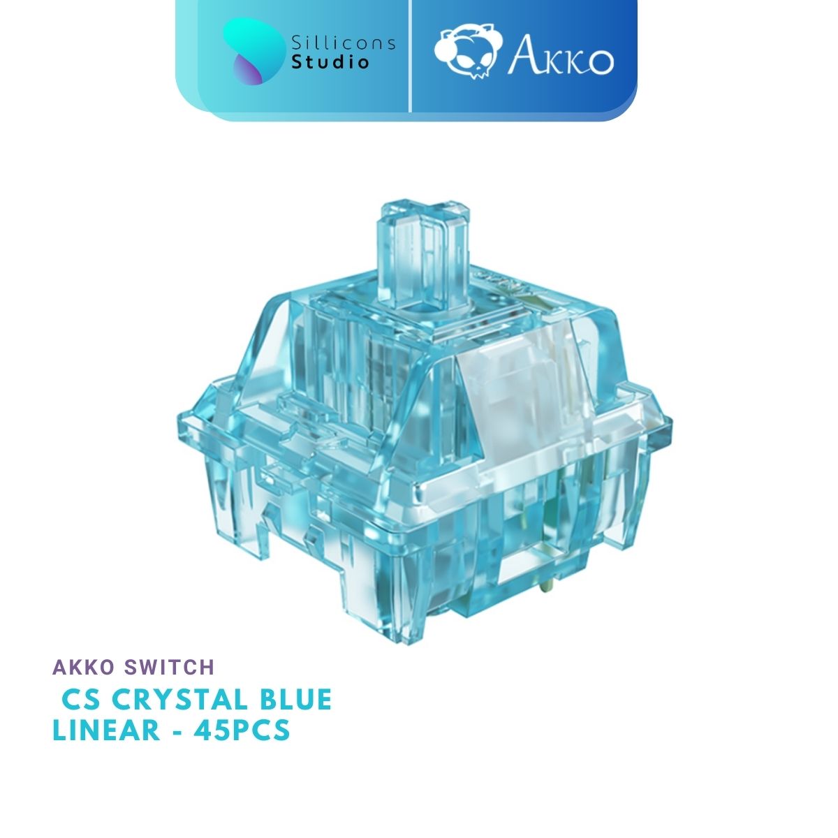 (45 ตัว) Akko CS Switch - Crystal Blue switch Linear switch สวิตช์คีย์บอร์ด Mechanical Switch สำหรับ Mechanical Keyboard
