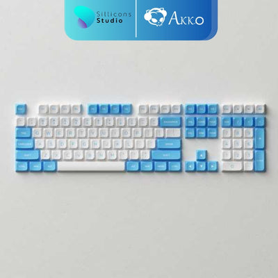 คีย์แคป AKKO PBT Double-Shot Keycap set - Carolina Blue (MDA profile) 227 ปุ่ม PTB Keycap Set