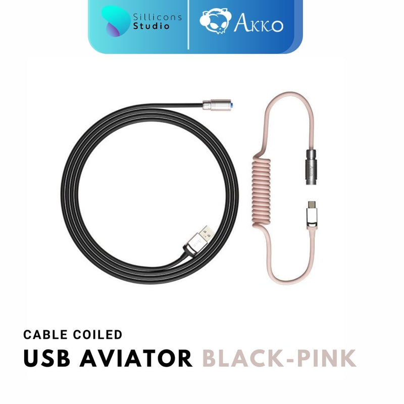 AKKO Coiled Aviator Cable 7 สี สายคีย์บอร์ด USB Type C to A สายขด สำหรับ Mechanical Keyboard คีย์บอร์ดคัสต้อม คีย์บอร์ด