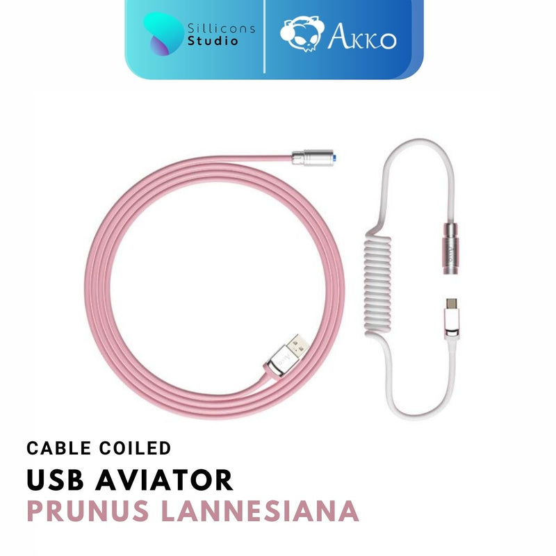 AKKO Coiled Aviator Cable 7 สี สายคีย์บอร์ด USB Type C to A สายขด สำหรับ Mechanical Keyboard คีย์บอร์ดคัสต้อม คีย์บอร์ด