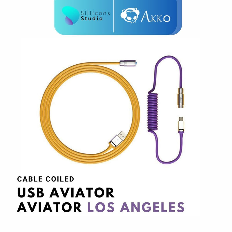 AKKO Coiled Aviator Cable 7 สี สายคีย์บอร์ด USB Type C to A สายขด สำหรับ Mechanical Keyboard คีย์บอร์ดคัสต้อม คีย์บอร์ด