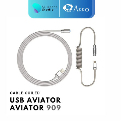 AKKO Coiled Aviator Cable 7 สี สายคีย์บอร์ด USB Type C to A สายขด สำหรับ Mechanical Keyboard คีย์บอร์ดคัสต้อม คีย์บอร์ด