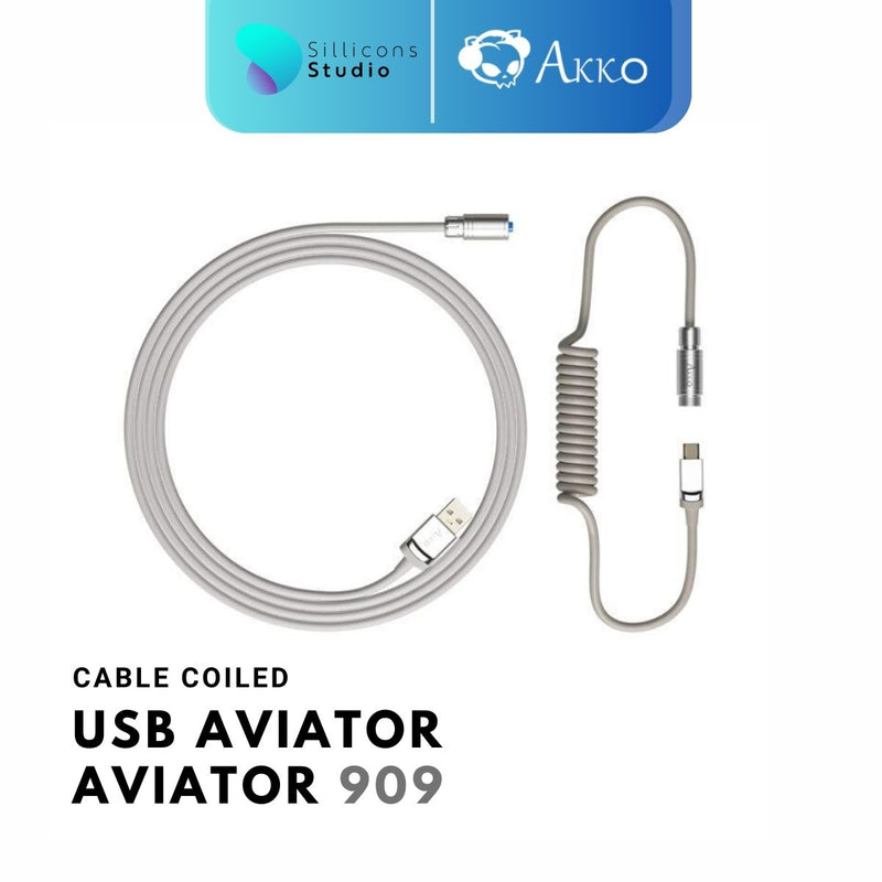 AKKO Coiled Aviator Cable 7 สี สายคีย์บอร์ด USB Type C to A สายขด สำหรับ Mechanical Keyboard คีย์บอร์ดคัสต้อม คีย์บอร์ด