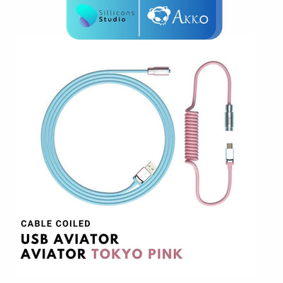 AKKO Coiled Aviator Cable 7 สี สายคีย์บอร์ด USB Type C to A สายขด สำหรับ Mechanical Keyboard คีย์บอร์ดคัสต้อม คีย์บอร์ด