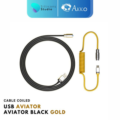 AKKO Coiled Aviator Cable 7 สี สายคีย์บอร์ด USB Type C to A สายขด สำหรับ Mechanical Keyboard คีย์บอร์ดคัสต้อม คีย์บอร์ด