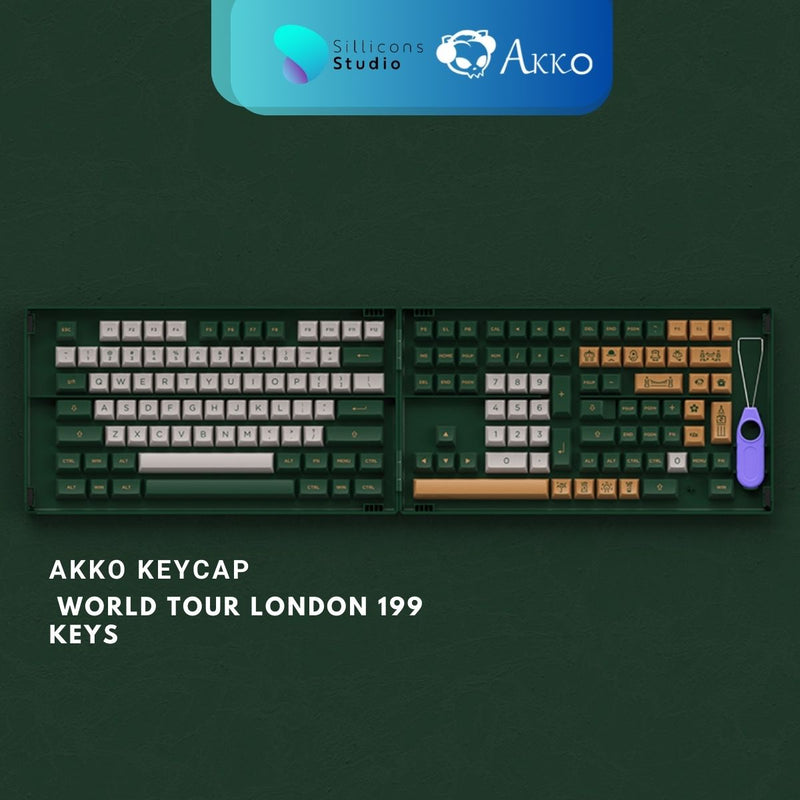 เซ็ตปุ่มคีย์แคป AKKO PBT Wolrld Tour London 199 ปุ่ม ASA Profile คีย์แคป