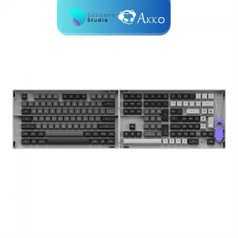 ปุ่มคีย์แคป Akko PBT - Black&Silver 197 ปุ่ม ASA profile คีย์แคป สำหรับ Mechanical Keyboard Keycap