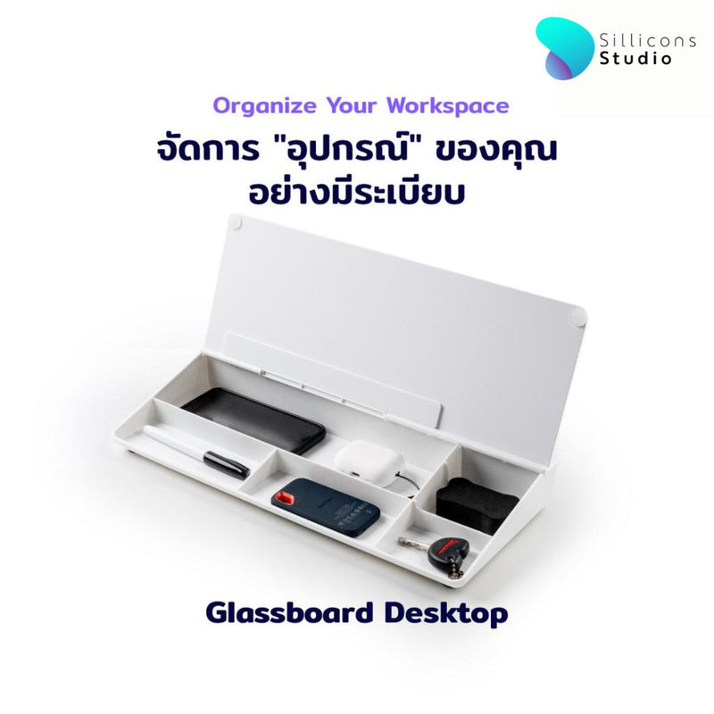 Glass Board Desktop ไวท์บอร์ดกระจกตั้งโต๊ะ จดให้ชีวิต นึกคิดได้สะดวก