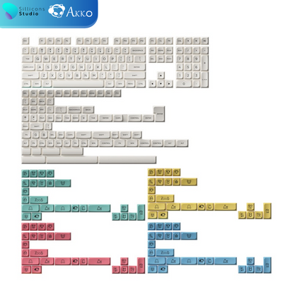 คีย์แคป AKKO PBT Double-Shot Keycap set - Cream (MDA profile) 282 ปุ่ม PBT Keycaps Set