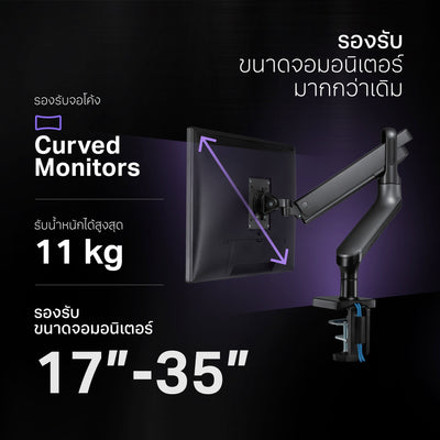 ประกัน 3 ปี Liv Extra Monitor Arm Iconic Ring RedDot Winner ขาตั้งจอคอม ขาจับจอคอม แบบเดี่ยว 17-35 นิ้ว