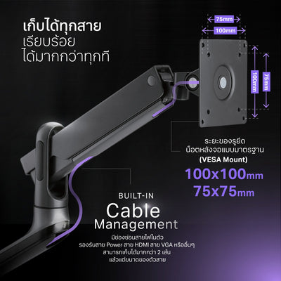 ประกัน 3 ปี Liv Extra Monitor Arm Iconic Ring RedDot Winner ขาตั้งจอคอม ขาจับจอคอม แบบเดี่ยว 17-35 นิ้ว