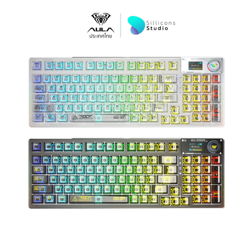 คีย์บอร์ดไร้สาย - AULA F98Pro Gasket Mechanical Keyboard คีย์ไทย รับประกัน 2 ปี