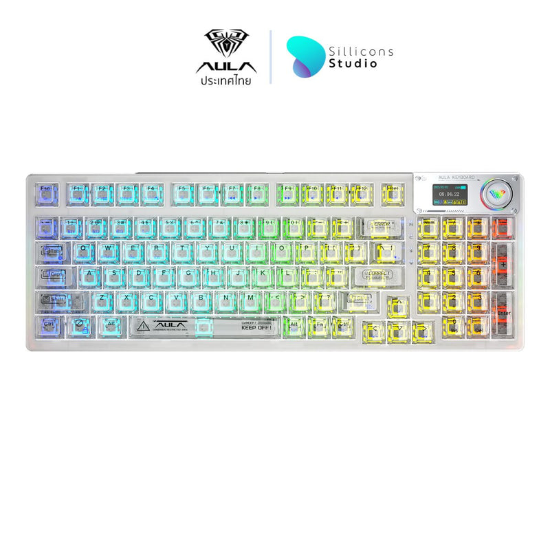 คีย์บอร์ดไร้สาย - AULA F98Pro Gasket Mechanical Keyboard คีย์ไทย รับประกัน 2 ปี