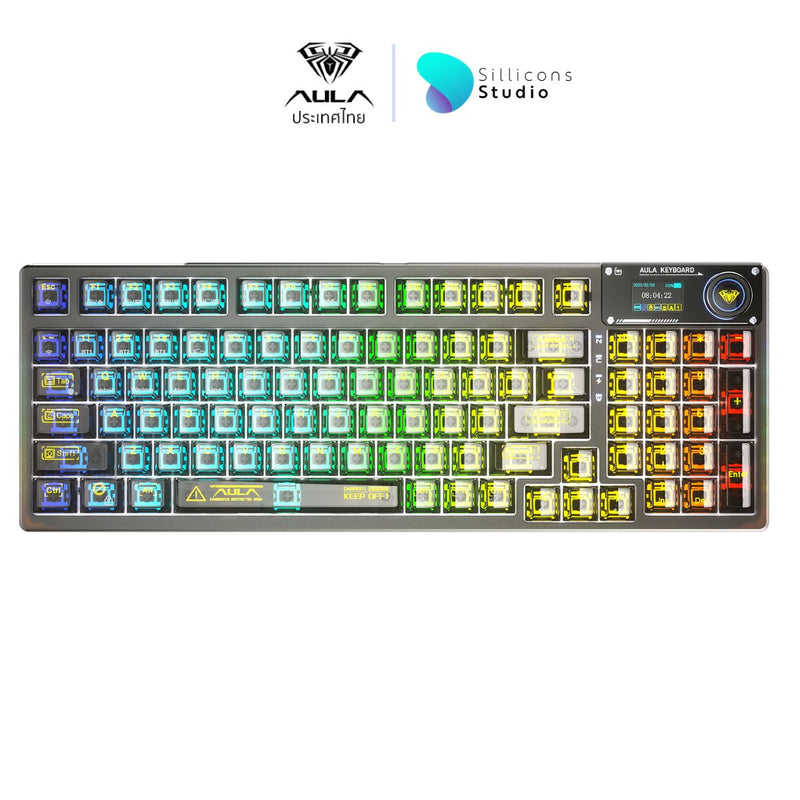 คีย์บอร์ดไร้สาย - AULA F98Pro Gasket Mechanical Keyboard คีย์ไทย รับประกัน 2 ปี