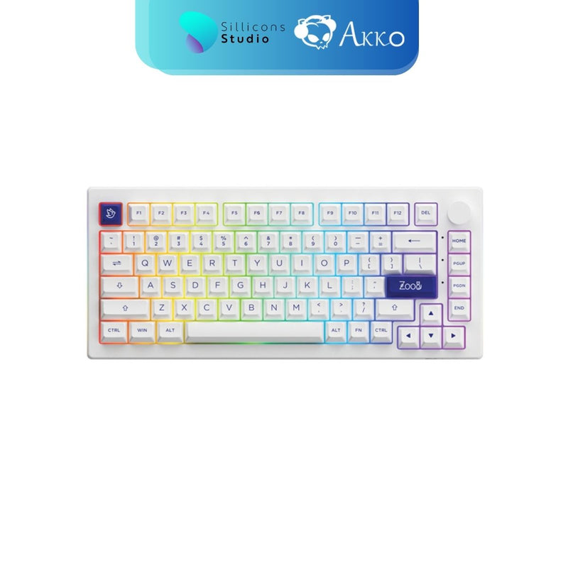 คีย์บอร์ด AKKO 5075B Plus Blue on White 75% RGB Hotswap 2.4G Bluetooth Wireless Mechanical Keyboard คีย์บอร์ดไร้สาย