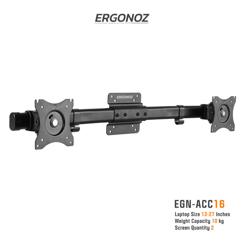 ERGONOZ ACC16 Dual Screen Adapter ตัวแปรงแขนจับจอ สำหรับหนึ่งจอเป็นสองจอ ดีไซน์สีดำ ทันสมัย รับน้ำหนักได้สูงสุด 10 กิโล/