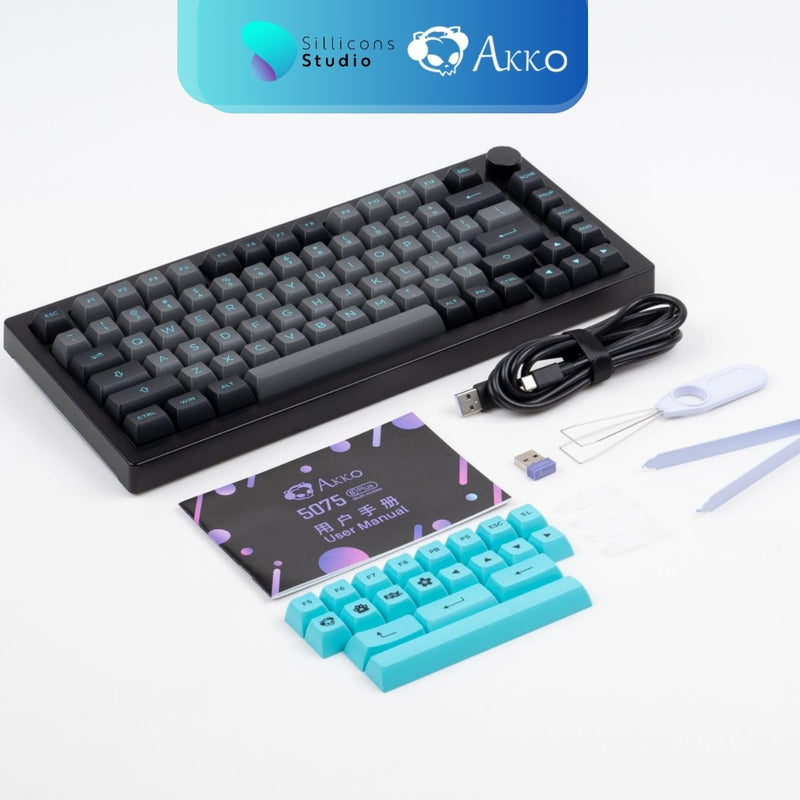 คีย์บอร์ด AKKO 5075B Plus สี Black&Cyan 75% RGB [Akko CS Silver]