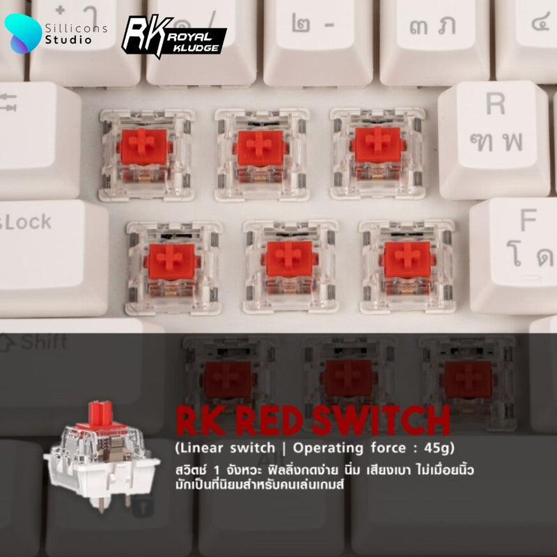 คีย์บอร์ด Royal Kludge RK100 คีย์ไทยไฟลอด Hotswap RGB Wireless 2.4g Bluetooth Mechanical Keyboard rk คีย์บอร์ดไร้สาย