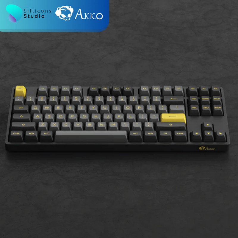 คีย์บอร์ด AKKO 5087B Plus Black & Gold RGB Hotswap 2.4GHz Bluetooth Wireless 87% TKL Mechanical Keyboard