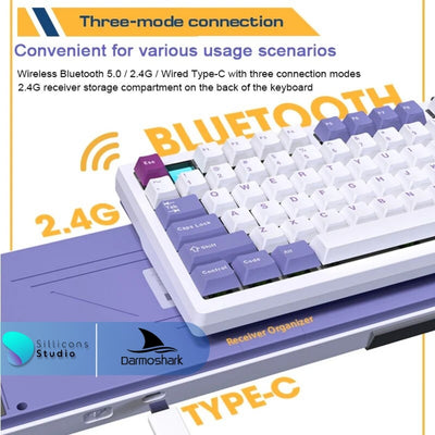 Darmoshark TOP75 81 Keys 75% RGB Bluetooth 5.0/2.4G Wireless/Wired Gaming Mechanical Keyboard