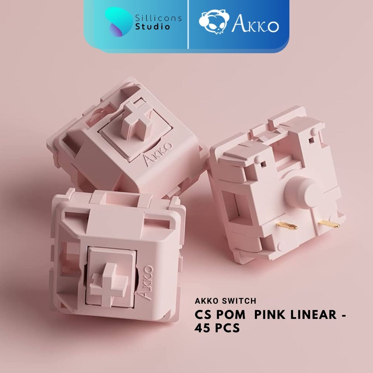 (45 ตัว) สวิตช์ AKKO POM สีชมพู/เงิน/สีน้ำตาล switch สวิตช์คีย์บอร์ด Mechanical Switch