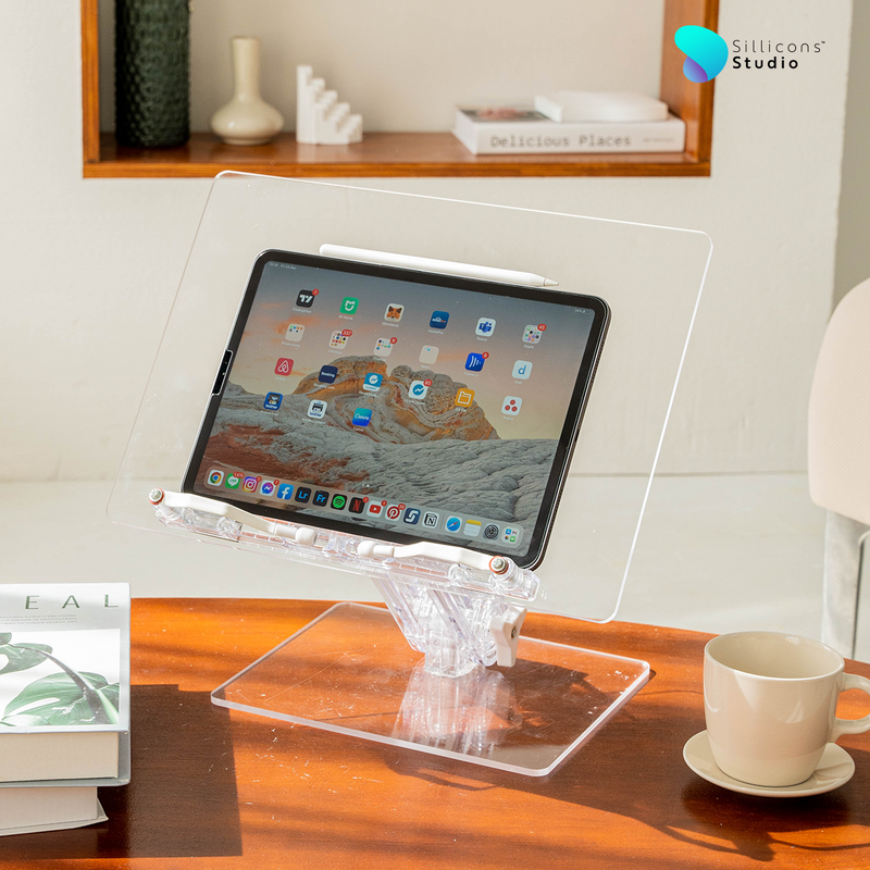 แท่นอ่านหนังสือ/แล็ปท็อปแบบใส พับได้ อเนกประสงค์ ปรับมุมได้ Acrylic laptop stand