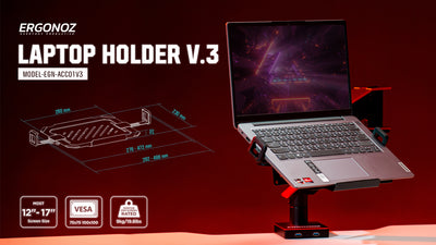 ERGONOZ ACC01V3 Laptop Holder V.3 แท่นวางโน๊ตบุค ปรับระดับ ปรับหมุนได้ รับน้ำหนักได้มากถึง 9 กิโล แข็งแรงมีความทนทาน