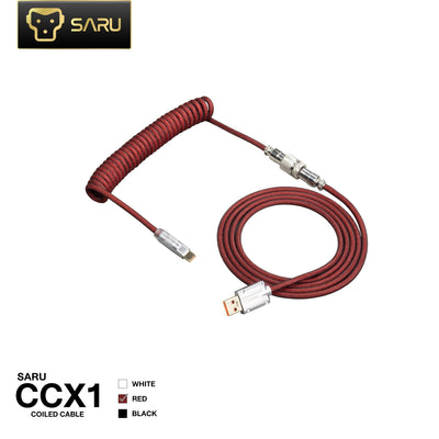 EGA SARU COILED CABLE CCX1 USB-A to USB-C สายเคเบิลสำหรับแมคคานิคอลคีย์บอร์ดและคัสตอมคีย์บอร์ด ยาว 168.5 ซม.