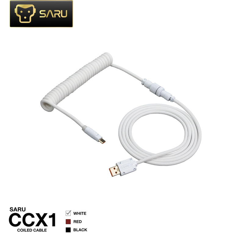 EGA SARU COILED CABLE CCX1 USB-A to USB-C สายเคเบิลสำหรับแมคคานิคอลคีย์บอร์ดและคัสตอมคีย์บอร์ด ยาว 168.5 ซม.