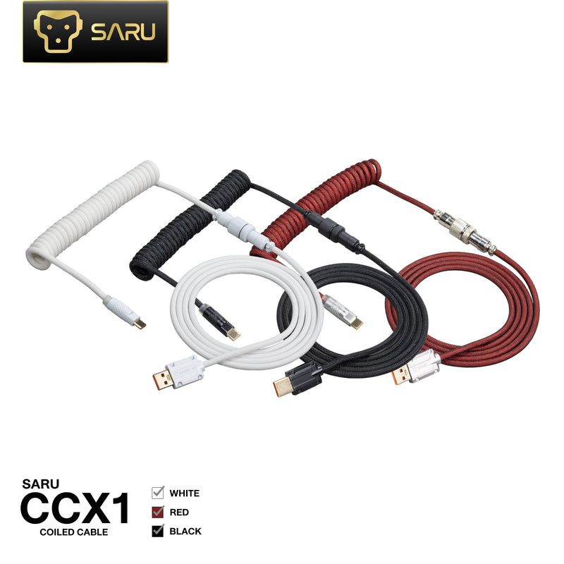 EGA SARU COILED CABLE CCX1 USB-A to USB-C สายเคเบิลสำหรับแมคคานิคอลคีย์บอร์ดและคัสตอมคีย์บอร์ด ยาว 168.5 ซม.