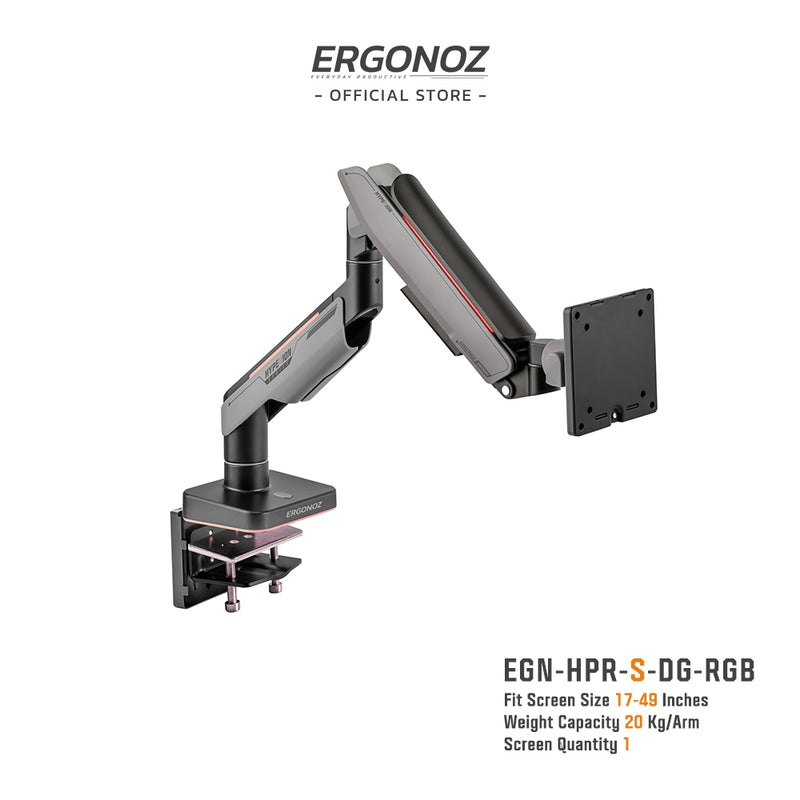 ERGONOZ Hyperion Heavy Duty RGB Monitor Arm แขนจับจอ ขาตั้งจอคอม ขาตั้งจอ ขาตั้งจอคอมพิวเตอร์ รุ่น HํYPERION จอ49นิ้วได้