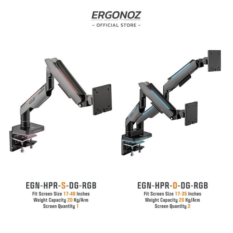 ERGONOZ Hyperion Heavy Duty RGB Monitor Arm แขนจับจอ ขาตั้งจอคอม ขาตั้งจอ ขาตั้งจอคอมพิวเตอร์ รุ่น HํYPERION จอ49นิ้วได้