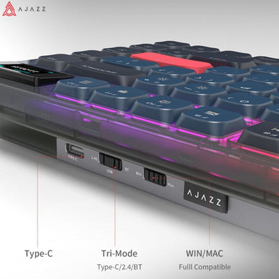 (คีย์ไทย) Ajazz AK832 PRO TFT Tri-Mod Low-Profile Gasket Structure RGB Mechanical Keyboard