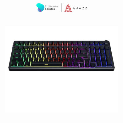 (คีย์ภาษาอังกฤษ) คีย์บอร์ดเกมมิ่ง Ajazz AK992 Side Carve Black Gasket Red Switch Tri-Mod Hotswappable Wireless Mechanical Keyboard รับประ