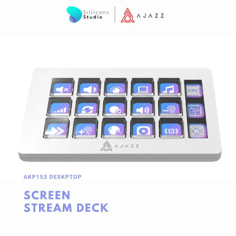 ชุดควบคุมคำสั่งลัด Ajazz AKP153 Deskptop Assisstant LED Touch Screen Stream Deck Compatible รับประกันสินค้า 1 ปี