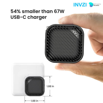 [ของแท้ถูกลิขสิทธิ์] INVZI หัวชาร์จเร็ว USB-C 67W GaN Tech II (PD) ชาร์จไว ขนาดเล็ก รองรับอุปกรณ์ USB-C รับประกัน 1 ปี