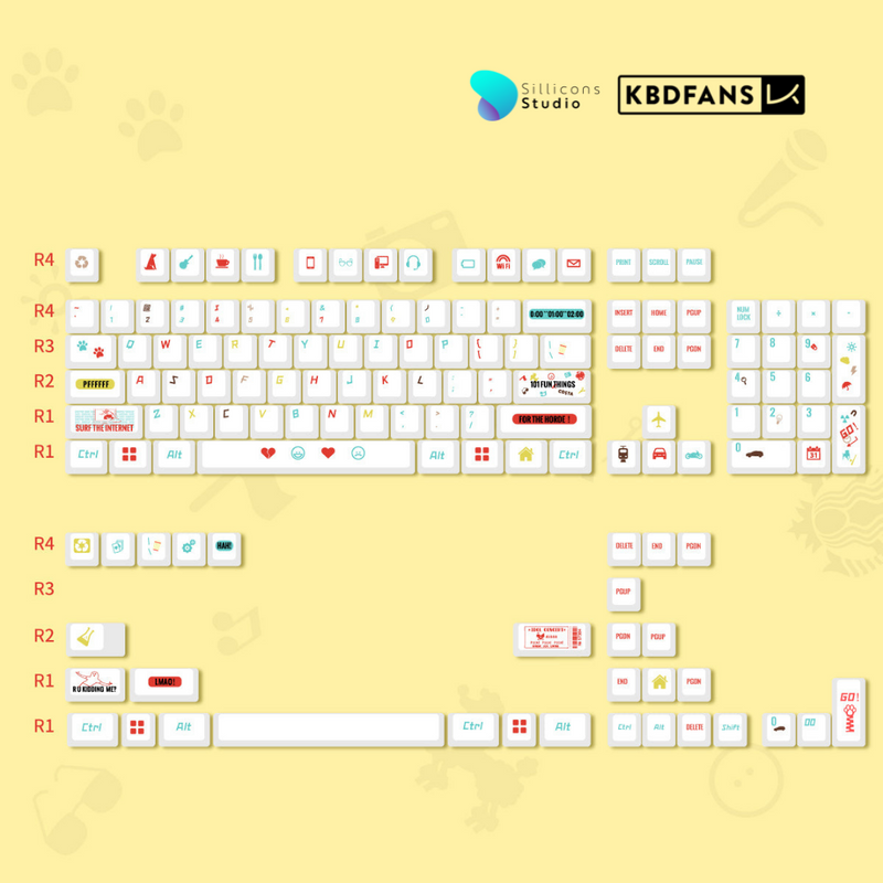 คีย์แคป CHERRY PROFILE PBT ENGLISH LIFE MAP PERSONALIZED COLOR KEYCAPS SET
