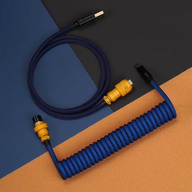 (KBDFANS) CABLE COIL BLUE AND PURPLE HANDMADE CUSTOM MECHANICAL KEYBOARD USB-C