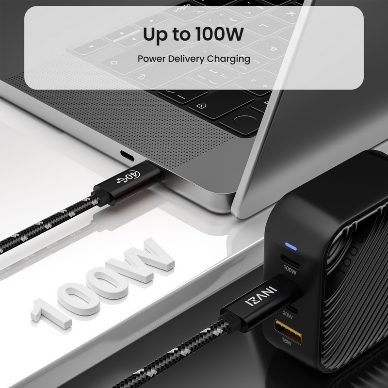 (รับประกัน 1 ปี) สายชาร์จ INVZI USB4.0 Gen3 Cable USB-C (USB-IF Certified) 40Gbps ของแท้ถูกลิขสิทธิ์