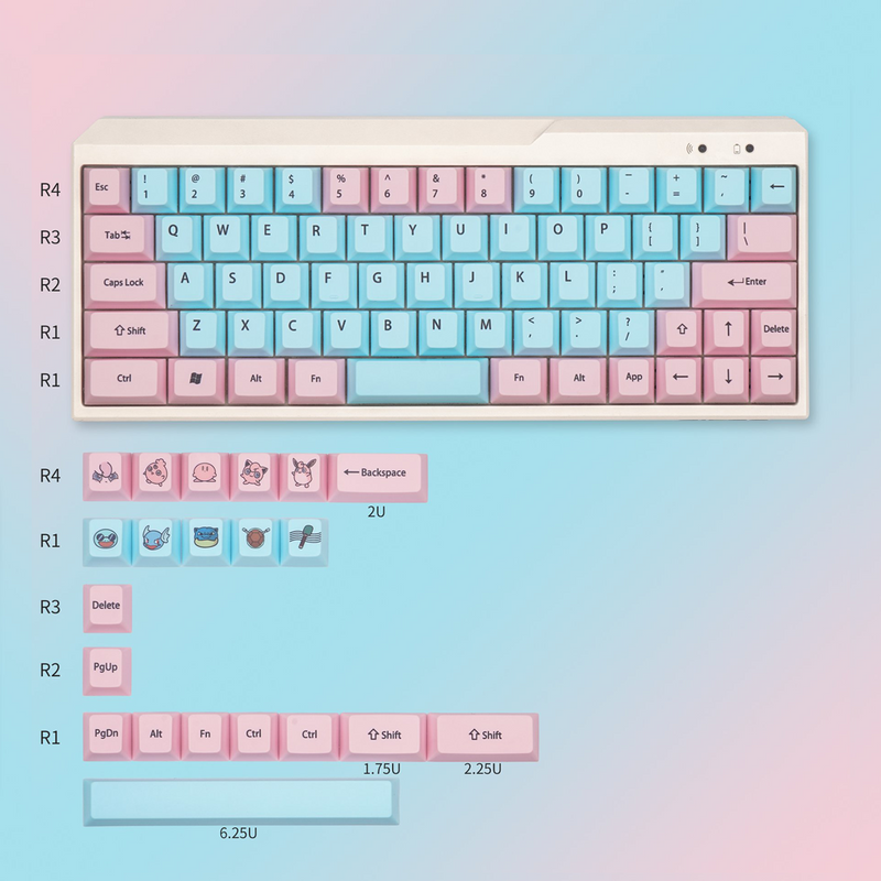 (KBDFans) PINK AND BLUE CHERRY PROFILE DYE-SUB DP0813