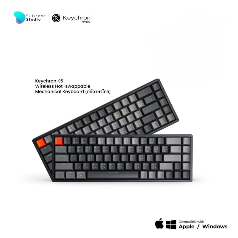 Keychron K6 Wireless Hot-swappable Mechanical Keyboard  คีย์บอร์ดไร้สาย ภาษาไทย